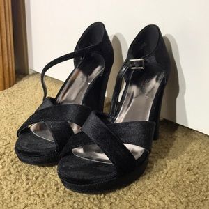 Black velvet heels